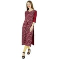 thumbnail image 2 of Bimba Women Maroon Straight Kurta Kurti Printed Tunic 3/4 Sleeve Slit Blouse, 2 of 7