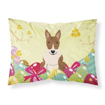 Carolines Treasures BB6137PILLOWCASE Easter Eggs Bull Terrier Brindle Fabric Standard Pillowcase Standard multicolor