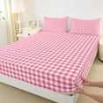 thumbnail image 3 of Homewish Geometric Plaid Twin Sheet Sets,Modern Minimalist Checkerboard Twin Fitted Sheet,Pink White Flat Sheet For Teens,Ultra Soft Home Decor,3 Pieces, 3 of 7