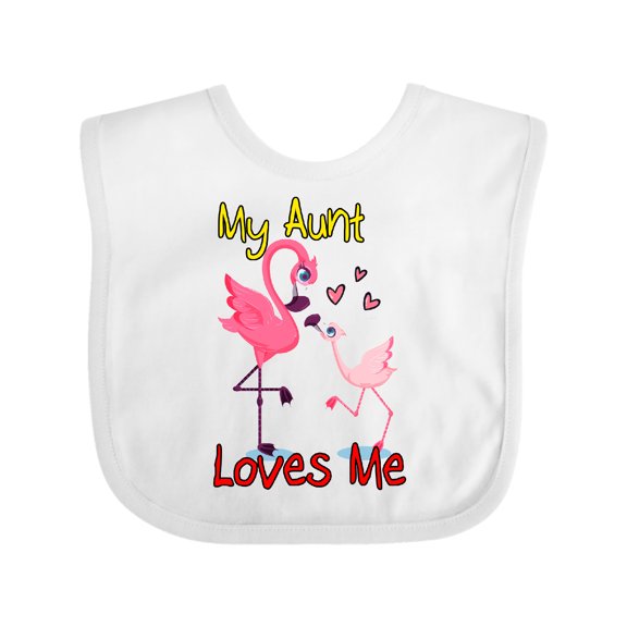 Inktastic My Aunt Loves Me Flamingo Boys or Girls Baby Bib