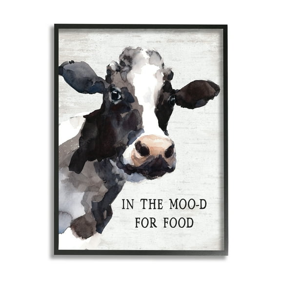 Stupell Industries In the Moo-d For Food Funny Kitchen Cow, 24 x 30, Design by Lettered and Lined