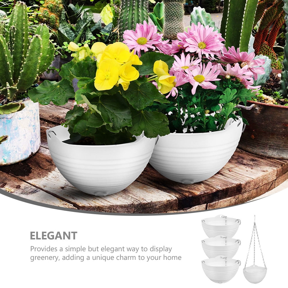 UPOUART Set of 4 White PVC Hanging Plant Holders for Indoor Plants, Balcony Flower Pots, Decorative Baskets for