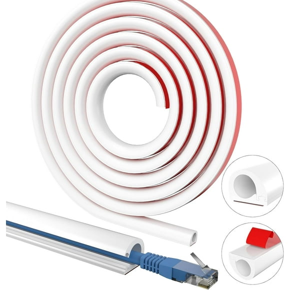 ERDS-Wall Cable Hider, Flexible Wire Cord Management Self-Adhesive Cord Covers for Wires on Wall, Side Open One Cord Cable Raceway Wire Cover for Cords, HDMI Cord Hider for Wall Mount TV (196in)