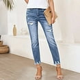 thumbnail image 2 of iHPH7 Petite Jeans for Women Y2k Jeans Ripped Jeans Womens Casual Pants for Women Straight Leg Jeans for Women Fall Outfits for Women Fall Clothes Blue L, 2 of 5