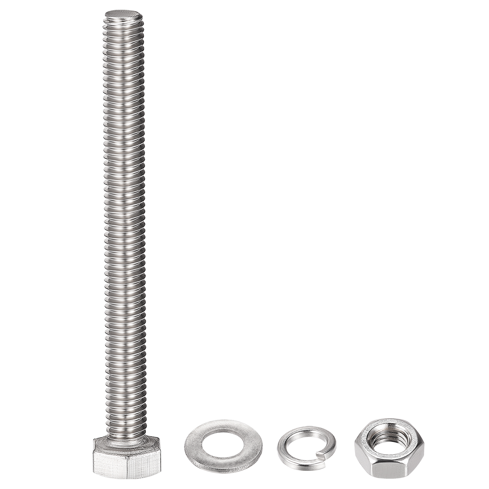 Uxcell M8 x 75mm 304 Stainless Steel Hex Head Screws Bolts, Nuts, Flat   Lock Washers Kits Sets