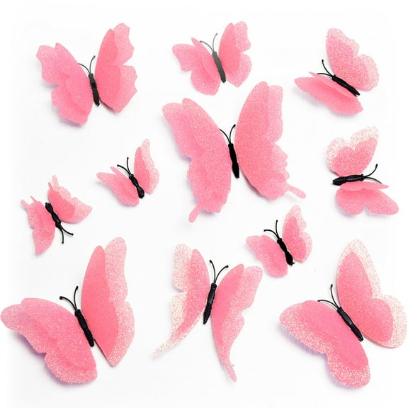 DAGOU 3D Butterfly Wall Decor 24 Pcs 3 Sizes, Gold Butterfly Decorations for Home Decorations Butterfly Party Decorations Room Decorations, Removable Stickers