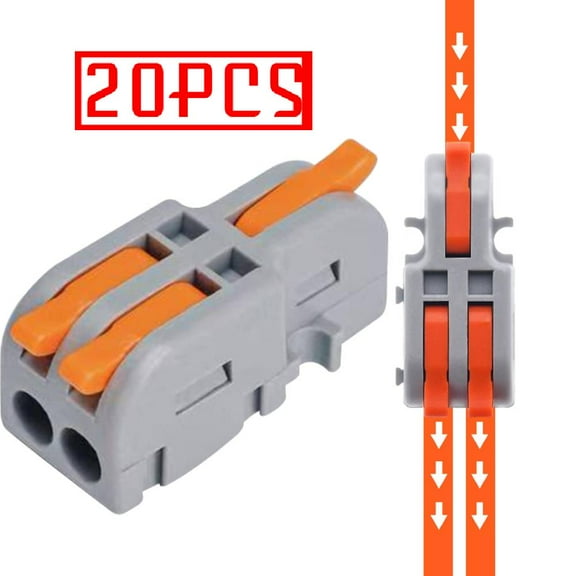 20Pcs Lever Wire Connectors, 1 in 2 Out DIY Mini Splicing Compact Splitter Docking Terminal Block Electrical Connectors
