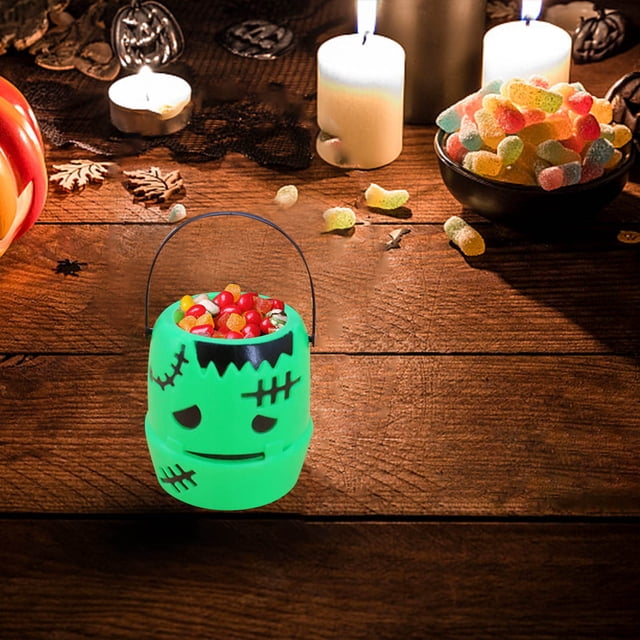 Decoración de Halloween, decoración del hogar, cubo de calabaza de Halloween, cubo de dulces de calabaza, cubo de linterna de plástico para decoraciones de fiesta de Halloween, regalos de fiesta, cubo