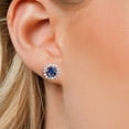 thumbnail image 3 of Gem Stone King 925 Sterling Silver Women Stud Earrings with Removable Jackets Round Created Sapphire and Moissanite (1.62 Cttw), 3 of 6