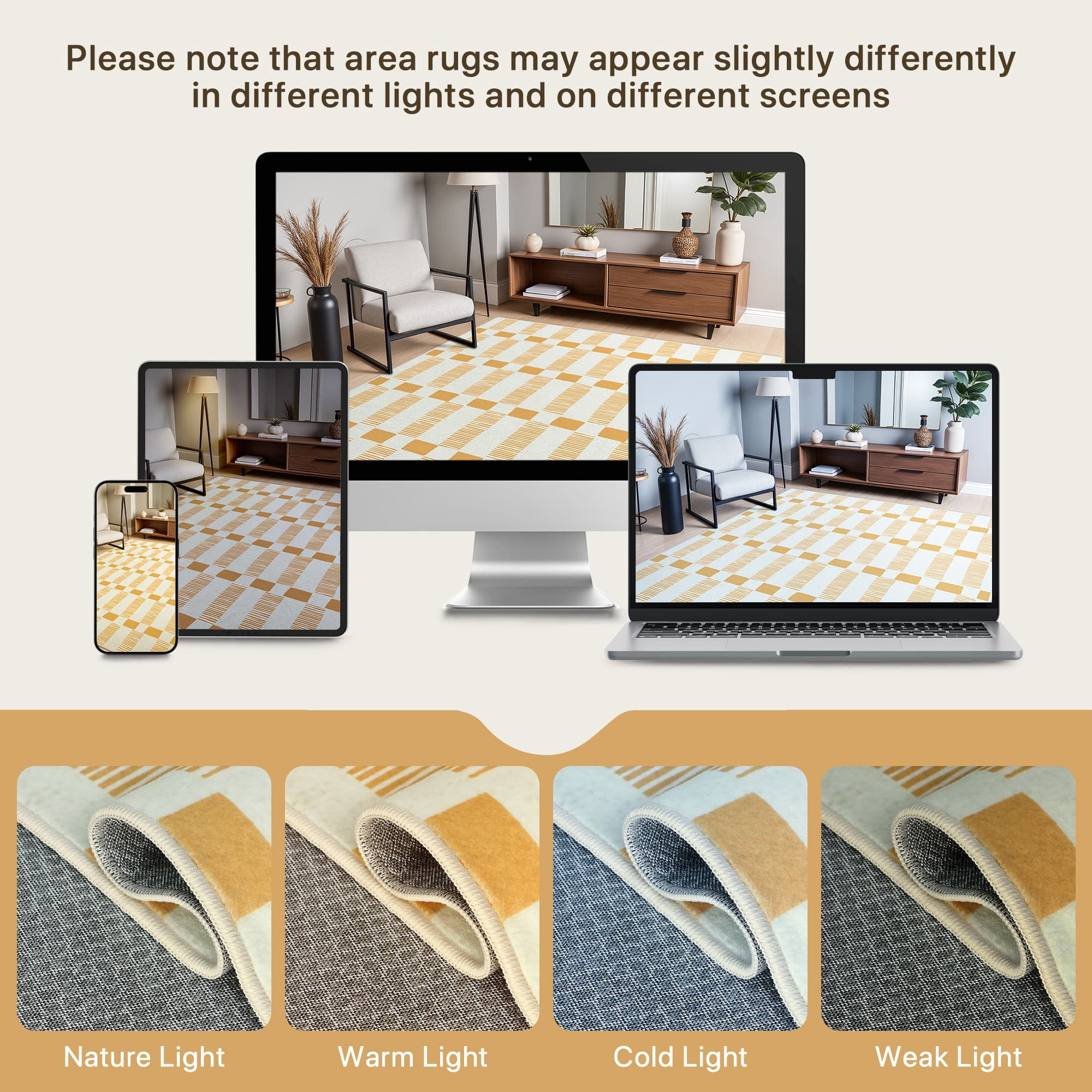 KUETH 5X7 Area Rugs Machine Washable Rugs for Living Room, Non Slip Throw Rug with Backing, Rug for  Bedroom、Kitchen、Floor and Dining Room