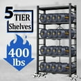 thumbnail image 3 of 5-Shelf Storage Shelving Units, Heavy Duty Metal Shelf on Wheels, Organize Your Space Efficiently with Collapsible Shelving, Perfect for Kitchen and Closet Storage, Black, 3 of 7