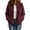 Wine, variant on Fleece Jacket Women Solid Color Stand Collar Zip Up Fuzzy Short Coat with Pockets for Fall Daily Wear and Casual Outings