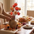 thumbnail image 4 of Lilixerw Halloween Pumpkin Pick Stem Decoration, Multi‑Head Artificial Pumpkin Spray with Mixed Orange and Brown Tone, for Vase, Centerpiece and Floral Arrangement, 13.38x7.87 inch, 4 of 7