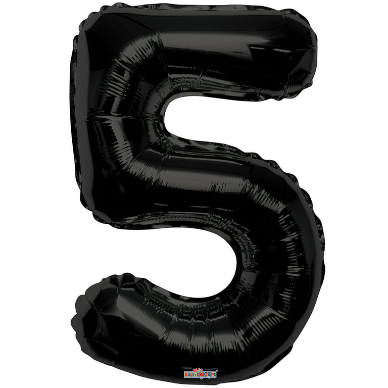  Black 5 Balloon, 40 Inch Number Balloon, Black and