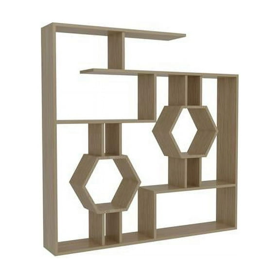 Decorotika Tamara Geometric Open Shelves Bookcase for Living Room - Sapphire Oak