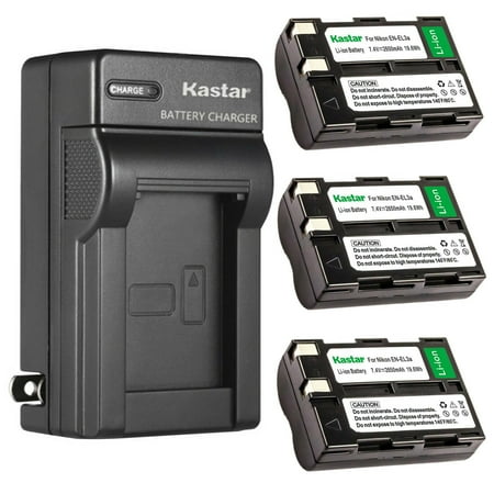 Kastar 3-Pack Battery and AC Wall Charger Replacement for Nikon EN-EL3 EN-EL3a Battery Nikon MH-18 MH-18a MH-19 Charger Nikon D50 D70 D70s D100 D100 SLR Cameras