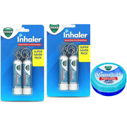 Vicks Nasal Inhaler for Congestion & Allergy Relief, 0.5ml, 4-Pack + Free Vicks Vaporub Travel Size 5ml with PackLogic Packaging