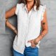 thumbnail image 4 of Mujeres damas sólido sin mangas botón pulóver cuello en V chaleco camisetas sin mangas camisas blusa Fridja qr4915, 4 of 9