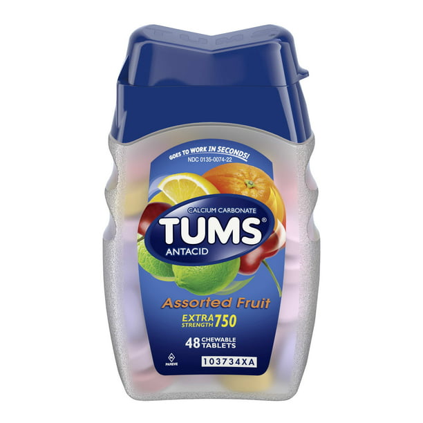 TUMS Antacid Chewable Tablets for Heartburn Relief, Extra ...