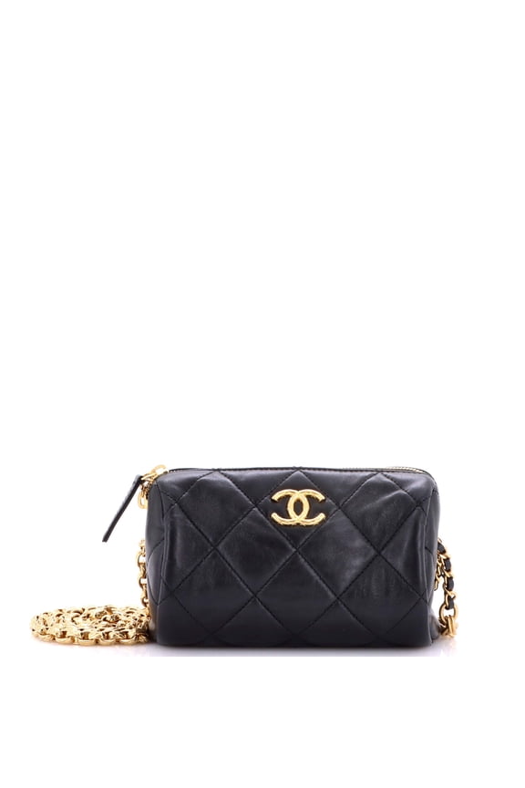 Pre-Owned Pearl CC Medallion Chain Bowling Bag Quilted Lambskin Mini By Rebag