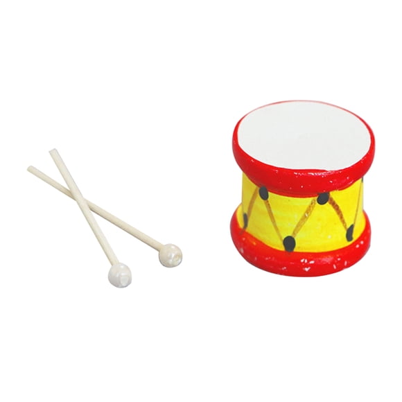 KAKOWELY 1 juego de minitambor con baquetas, miniaccesorios para el hogar, microtambor decorativo