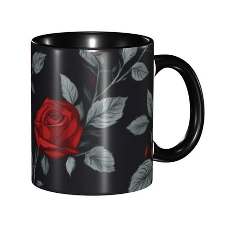 

Red Roses Coffee Mug Fun Custom Ceramic Mugs 11oz Black