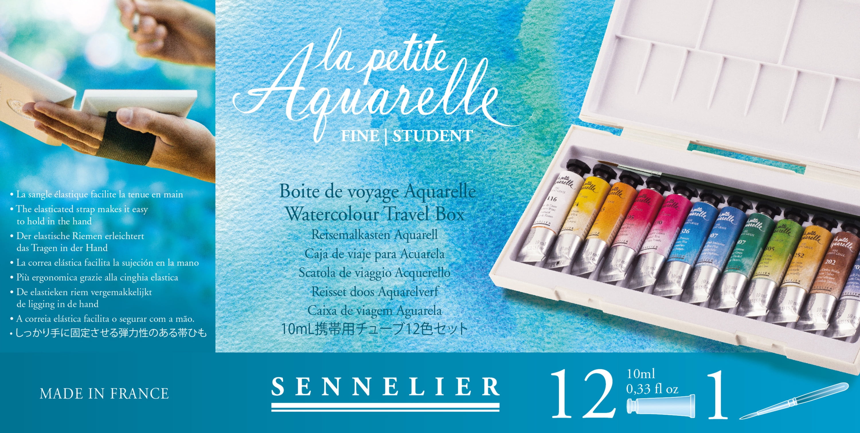 Sennelier La Petite Aquarelle Watercolor Set, 12-Color Set - 10ml Tubes