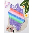 thumbnail image 3 of Shadoumai One Piece Swimsuit for Girls Cross Ruched Front Tankini Lightweight Crossback Floral Print Bathing Suit Tween Adjustable Straps Padded Modest Swimwear with Cover Up, 3 of 4