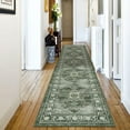 thumbnail image 3 of Findosom 2'x10' Runner Rugs for Hallway Machine Washable Runners Rug,Vintage Runner Rug Non Slip Kitchen Runner Rug Medallion Carpet Runner for Bedroom Laundry Entrance,Green, 3 of 11