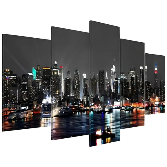 LAMIRO 5 Pcs Canvas Wall Art Decor Picture Simple Fashion Decorative Painting Wall Painting New York Picture Wall Decor for Living Room Bedroom Home Decoration 5Pcs Wall Painting