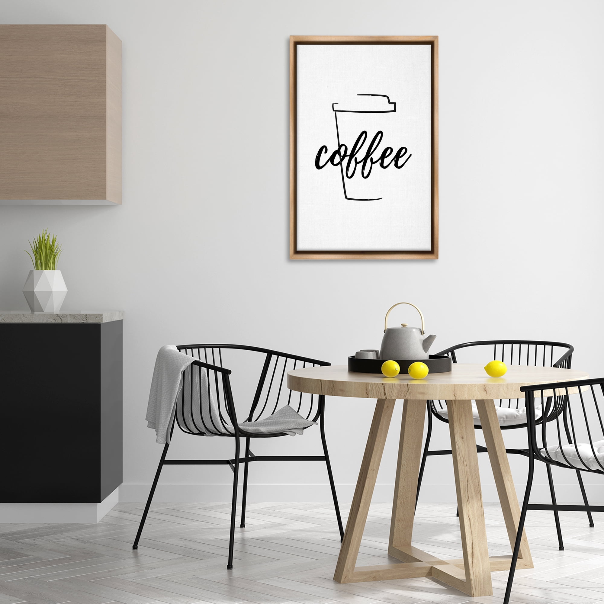 Stupell Industries Minimal Coffee Cup Food & Beverage Painting Brown Floater Framed Art Print Wall Art, 21 x 31