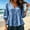 Blue, variant on Womens V-Neck Cotton Linen Blouse 3/4 Puff Sleeve Tiered Ruffle Hem Pullover Tops Solid Color Casual Loose Flowy Vacation Outfits Purple XL