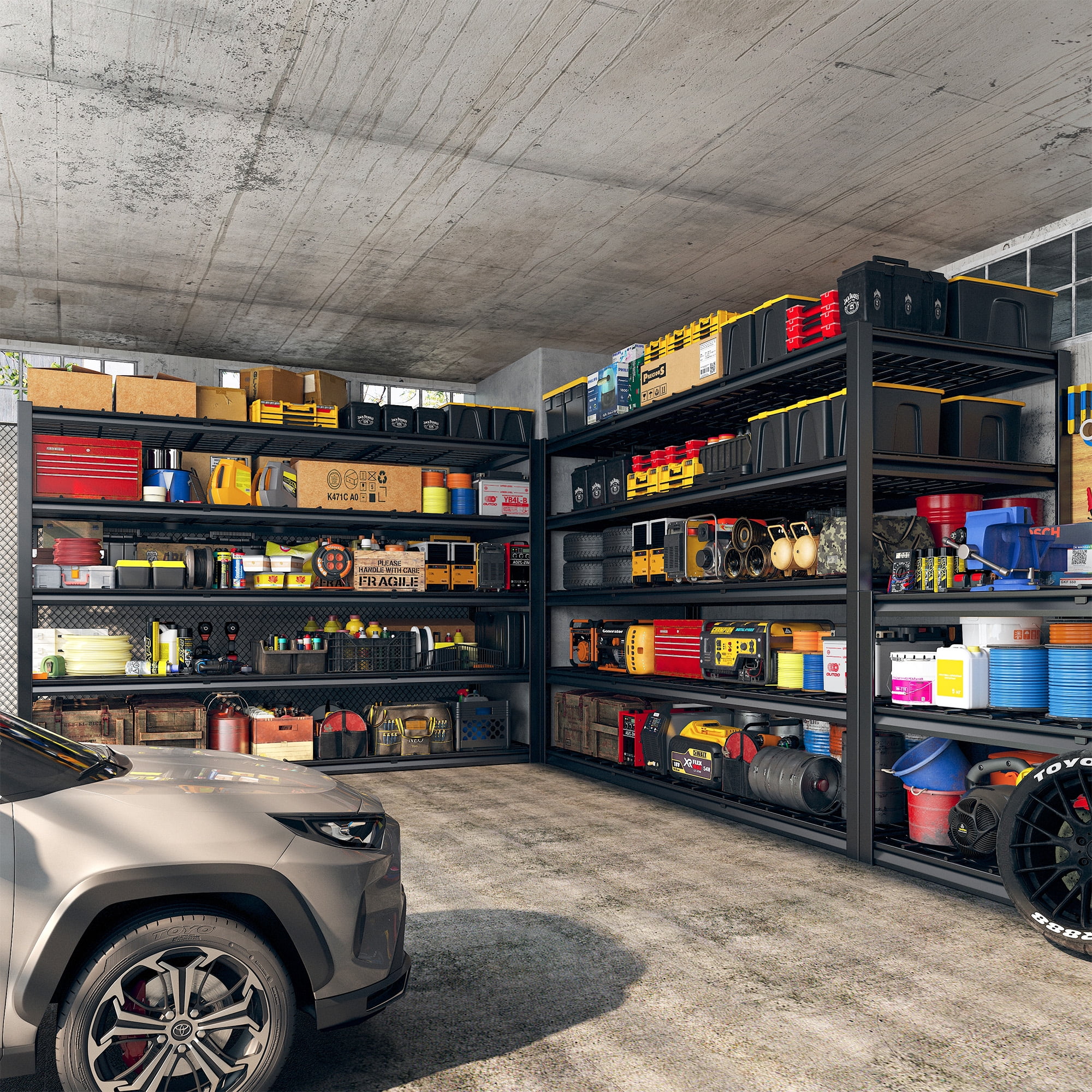REIBII 60" W Garage Shelving Heavy Duty Storage Shelves 3000LBS Adjustable 5 Tier Metal Shelving Unit for Storage Rack 60" W x 24" D x 72" H