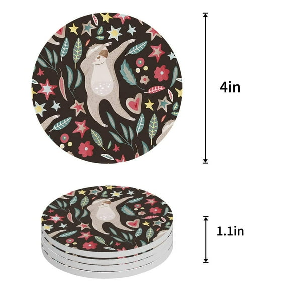 FMSHPON Happy Halloween Set of 6 Round Coaster for Drinks, Absorbent Ceramic Stone Coasters Cup Mat with Cork Base for Home Kitchen Room Coffee Table Bar Decor