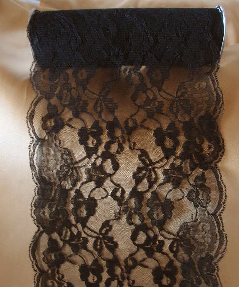 14" Wide x 10 Yards Floral Pattern Crochet Lace Ribbon for Decorating, Floral Designing and Crafts - Select from 3 Colors (Black)