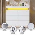 thumbnail image 4 of NYBOPAVIS 6 Drawer Dresser with Led Lights, 39" Wide White Wooden Dresser for Bedroom, Modern Chest of Drawers with Power Outlet & Flip Top Storage for Closet, Living Room, Entryway, Hallway, 4 of 10