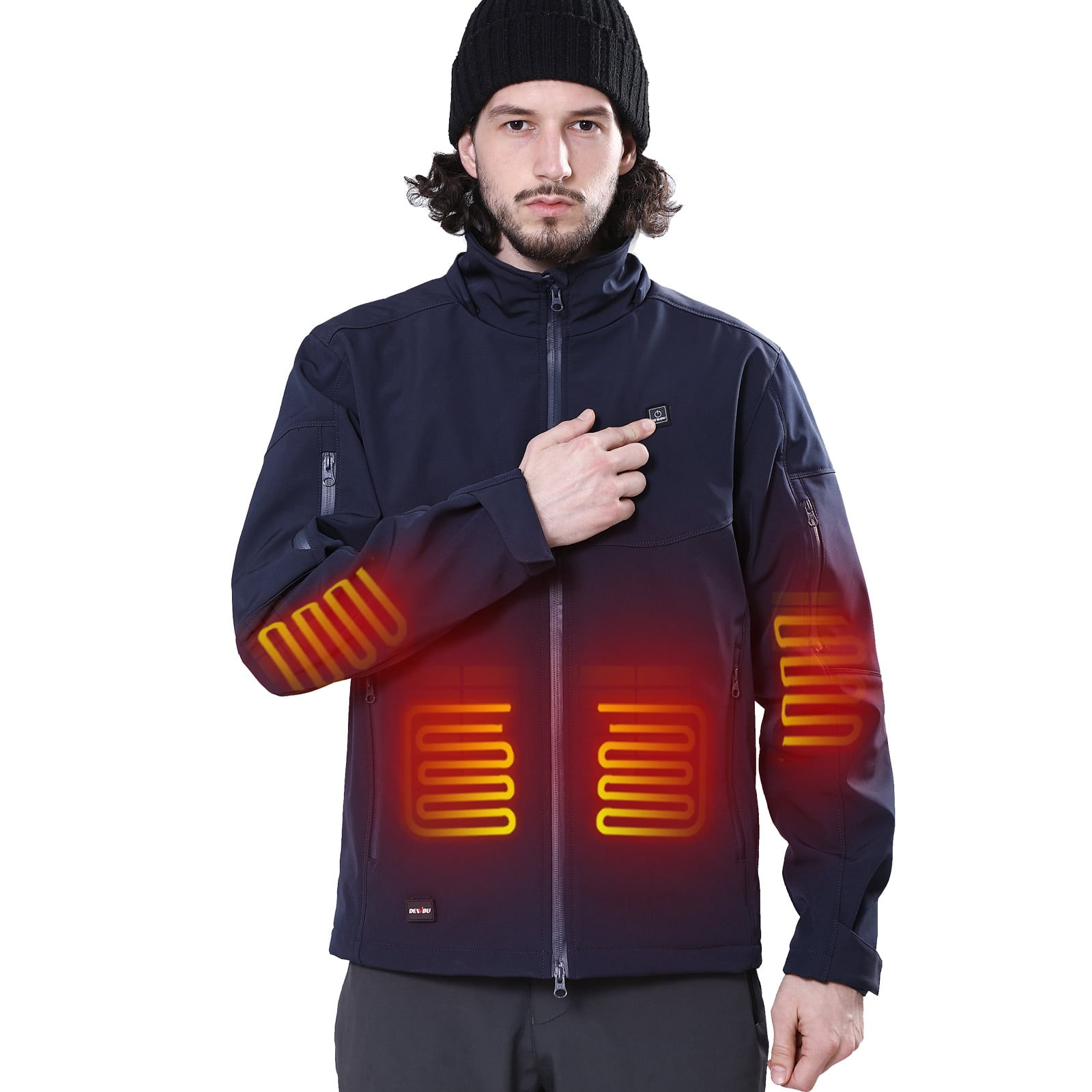 DEWBU Soft Shell Heated Jacket for Men with 12V Battery Pack and
