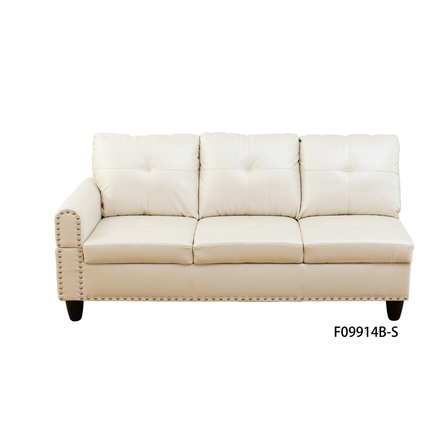 Hommoo Sofa Set, Faux Leather Synthetic Leather 2-Piece Sofa Set,L-Shaped Sectional Couch Set with Left Armrest for Living Room，White（No Ottoman）