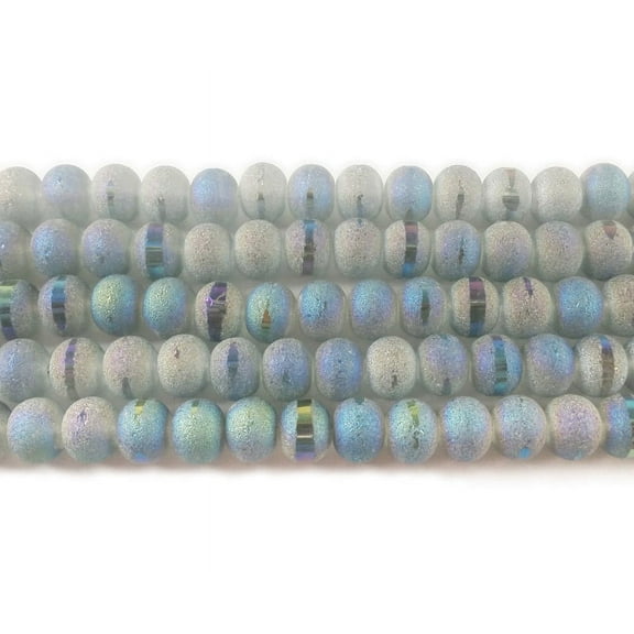 7x9mm 72 Beads Light Gray Frosted Glass Rondelles With Ab Stripe Style F Genuine Gemstone Natural Jewelry Making