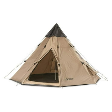 10' x 10' Teepee Tent for Adults Outdoor Camping, 2-Person, Easy Set-Up Waterproof 4-Season Tents for Backpacking, Hiking