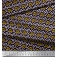 thumbnail image 2 of Soimoi Black Cotton Duck Fabric Geometric,Yellow & Purple Floral Damask Print Fabric by The Yard 44 Inch Wide, 2 of 3