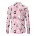 thumbnail image 5 of Jeiento Women's Golf Shirts, Moisture Wicking, Pink Snowman House Leisure Tops, Long Sleeve V Neck Quick Dry Breathable Top for Yoga, Hiking and Winter Leisure, 5 of 7