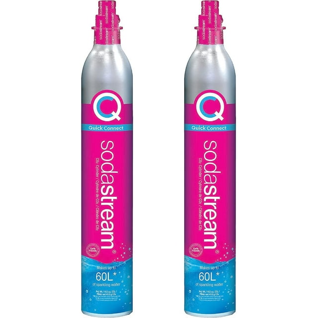 Paquete de recarga de gas CO2 SodaStream de 2 cilindros, sistema CQC rosa