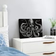 thumbnail image 3 of Acheng Framed Canvas Wall Art for Living Room Octopus Black Background Wall Decor, Ocean Animal Aesthetic Paintings for Bedroom Office Kitchen Bathroom, Ready to Hang Wall Pictures 20x16inch, 3 of 6