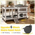 thumbnail image 5 of Aivituvin Rabbit Hutch with Wheels for Outdoor & Indoor, 2-Story Bunny Cage Guinea Pig House with Pull Out Tray for Rabbits, Gray, 5 of 11