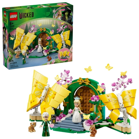 LEGO Wicked Glinda's Wedding Day Building Toy - Pretend Playset with 2 Minidolls, 2 Animal Toy Figures, & 2 Poseable Butterflies - Building Blocks for Kids, Ages 8  - Gift for Girls & Boys - 75688