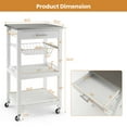 thumbnail image 3 of Costway Compact Kitchen Island Cart Rolling Service Trolley with Stainless Steel Top Basket, 3 of 10
