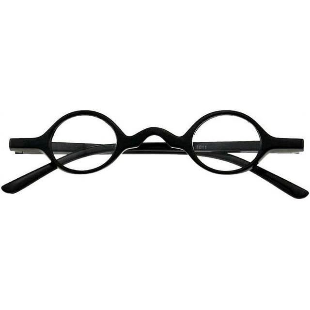 HUGFEGWE Small Round Retro Reading Glasses Mens Womens Spring Hinge Readers (One pair/Black, 1.75) CJB91-2857