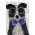 thumbnail image 2 of Fab Funky 12x14 Black Ornate Wood Framed with Double Matting Museum Art Print Titled - Border Collie, Black and White, with Glasses and Bow Tie, 2 of 4