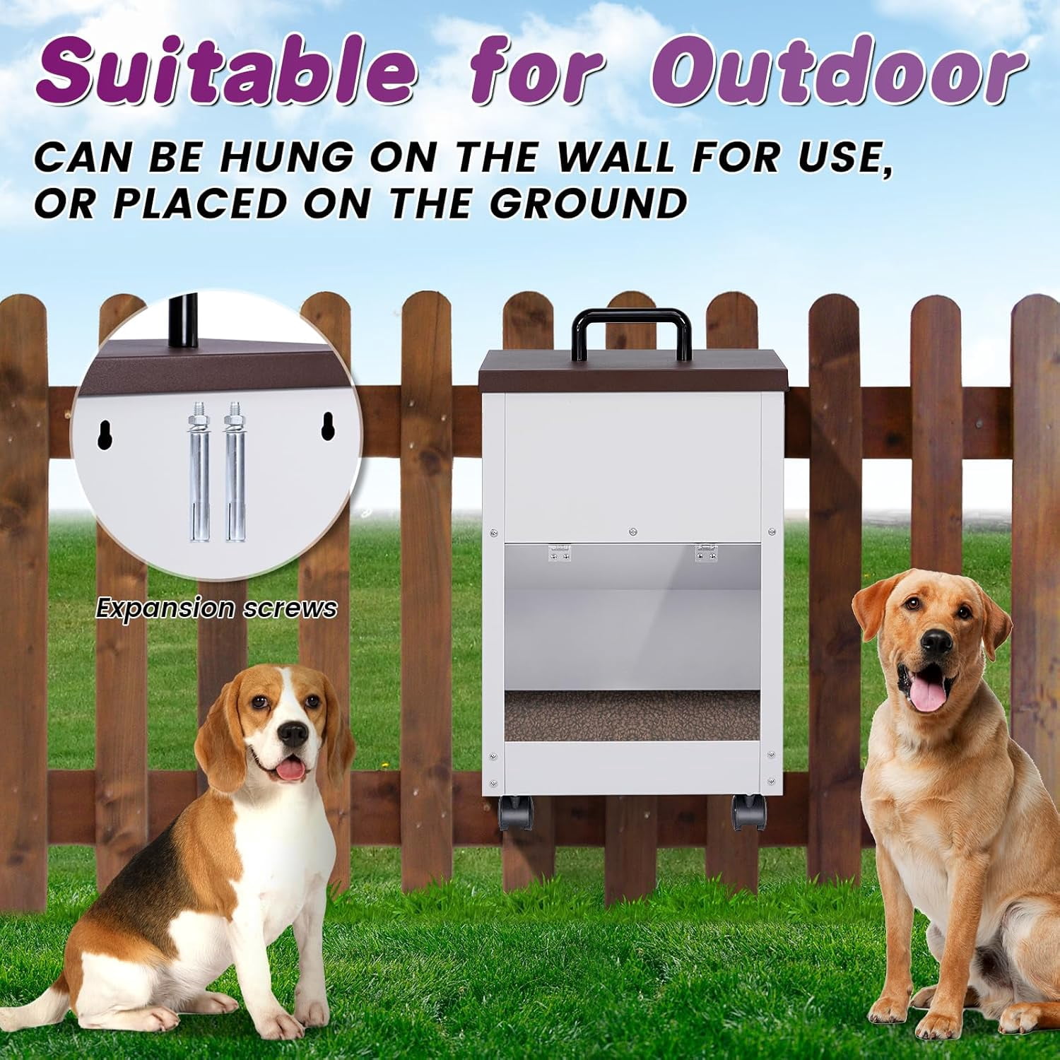 Automatic Dog Feeder Large Breed Outdoor Gravity Auto Feeder Dog Food Dispenser for Large Dogs Pets Metal Galvanized